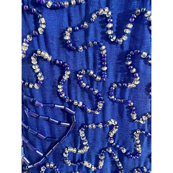 Vintage Elegance by Anuja Blue A Line Sequin and Beaded 100% Silk Skirt M - Picture 3 of 12